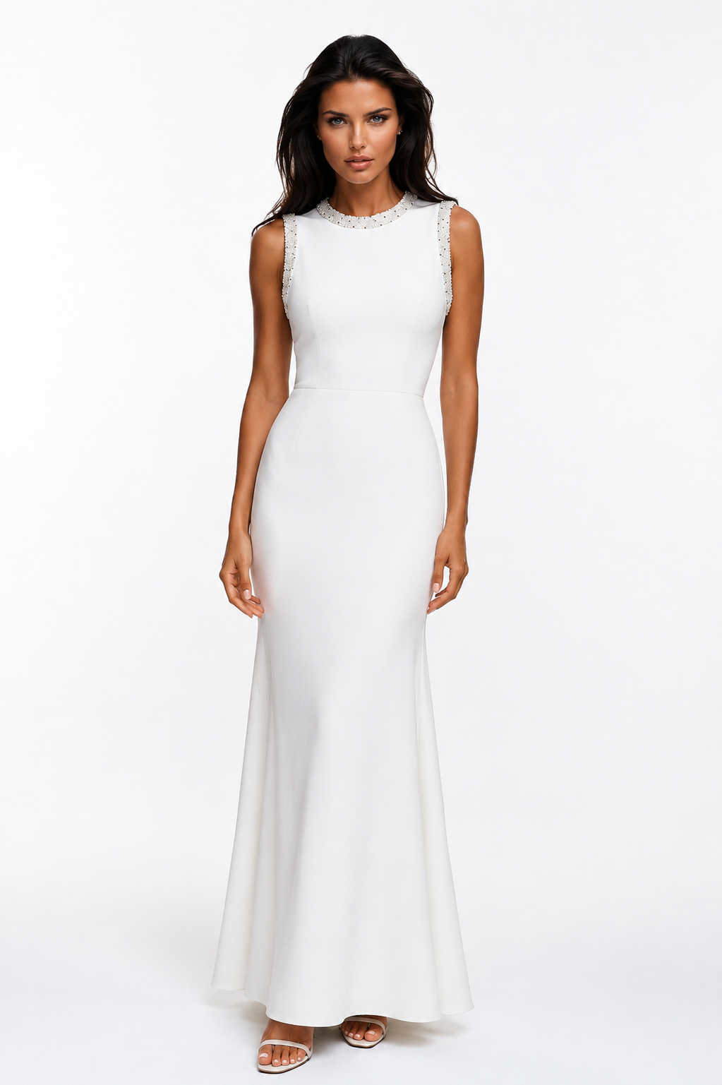 ANGE Knit Embellished Sleeveless Formal Dress