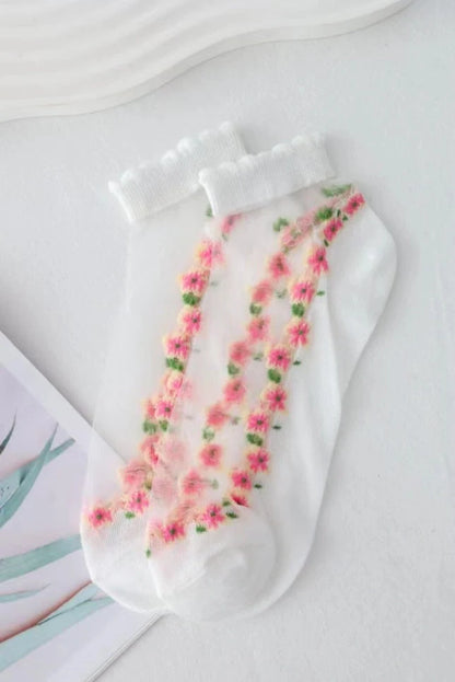 Floral Short Ankle Sheer Socks
