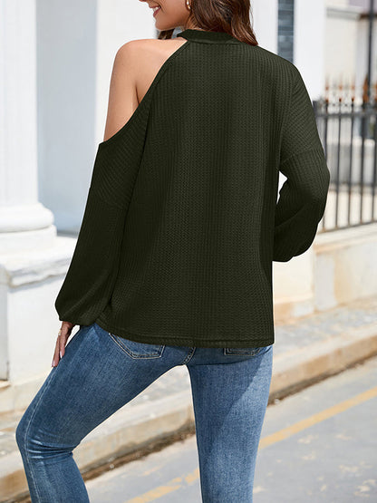 Lose, hohle, einfarbige One-Shoulder-Shirts 