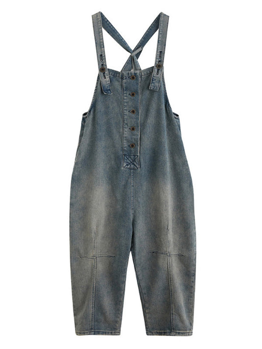 Original Solid Elasticity Denim Jumpsuits