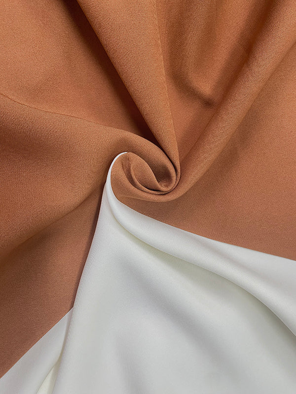 A-Line Long Sleeves Contrast Color Pleated Pockets Split-Joint High Neck Midi Dresses