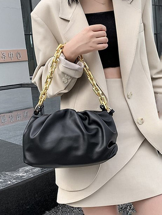 Zipper Solid Color Chains Crossbody Bags