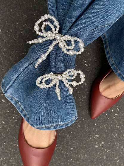 Irregularity Bow-Embellished Shiny Anklets