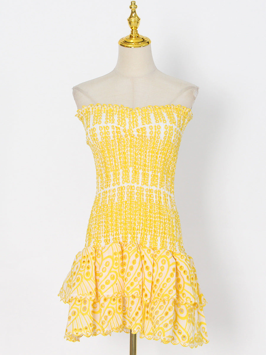 CHIARA Strapless Sumer Bodycon Dress YELLOW