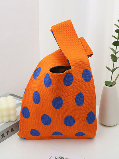 Polka-Dot Contrast Color Satchels Bags