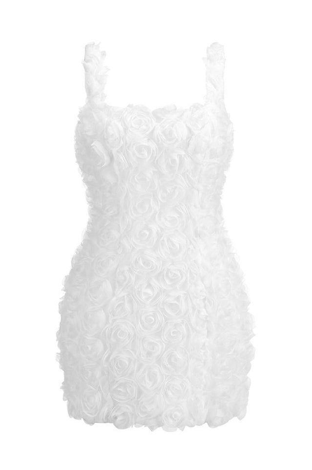 Fryni 3D Floral Mini Dress White