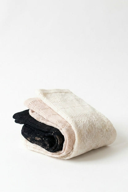 3-Pack Sheer Floral Lace Crew Socks