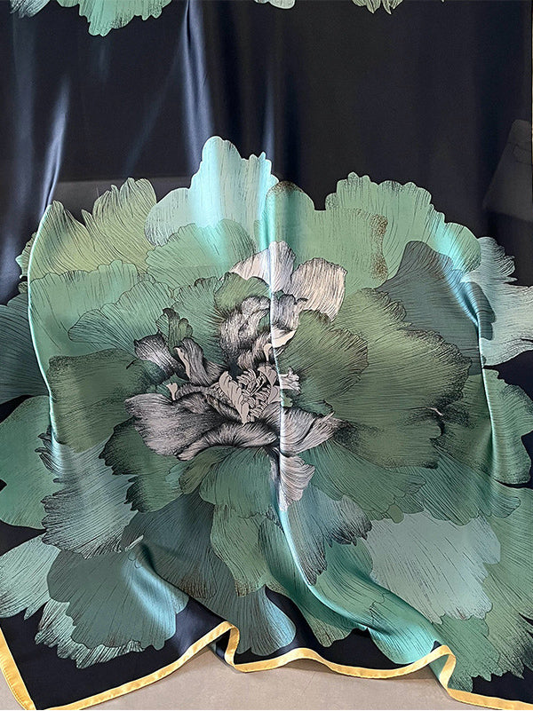 Chic Printed Contrast Color Silk Imitation Warm Shawl&Scarf