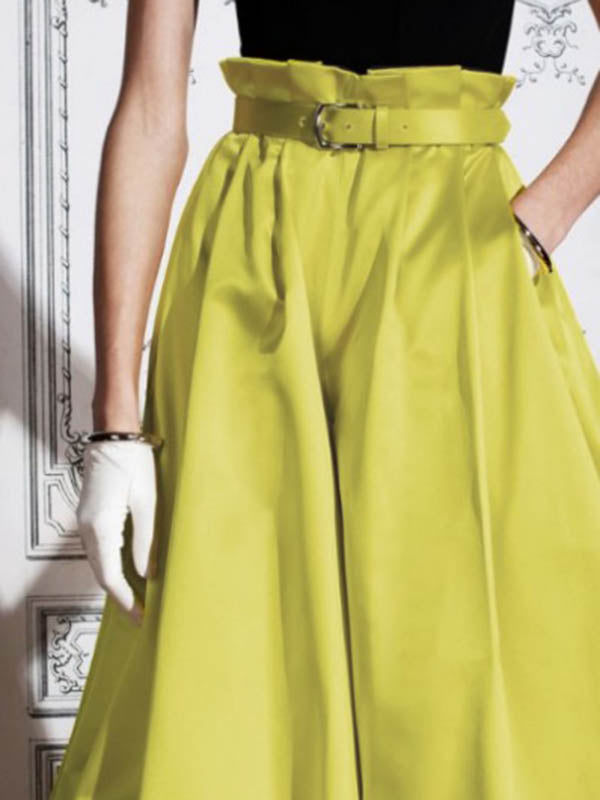 Flared Pants Loose No Belt Solid Color Knickerbockers Pants Trousers