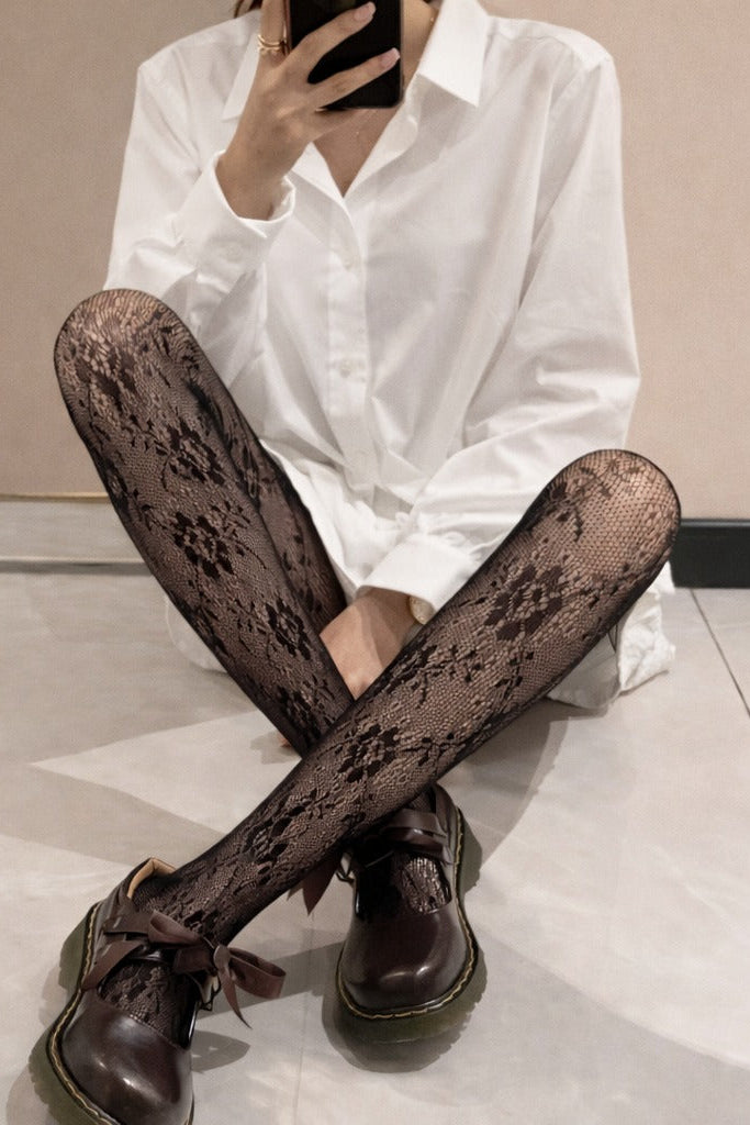 Sheer Floral Lace Tights