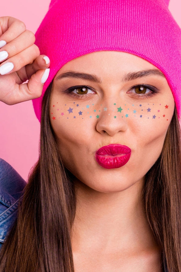 Rainbow Starry Freckles Temporary Tattoo