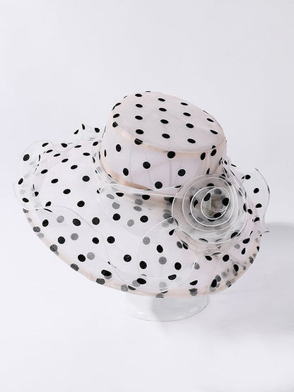 Flower Shape Gauze Polka Dot See-Through Split-Joint Sun Hat