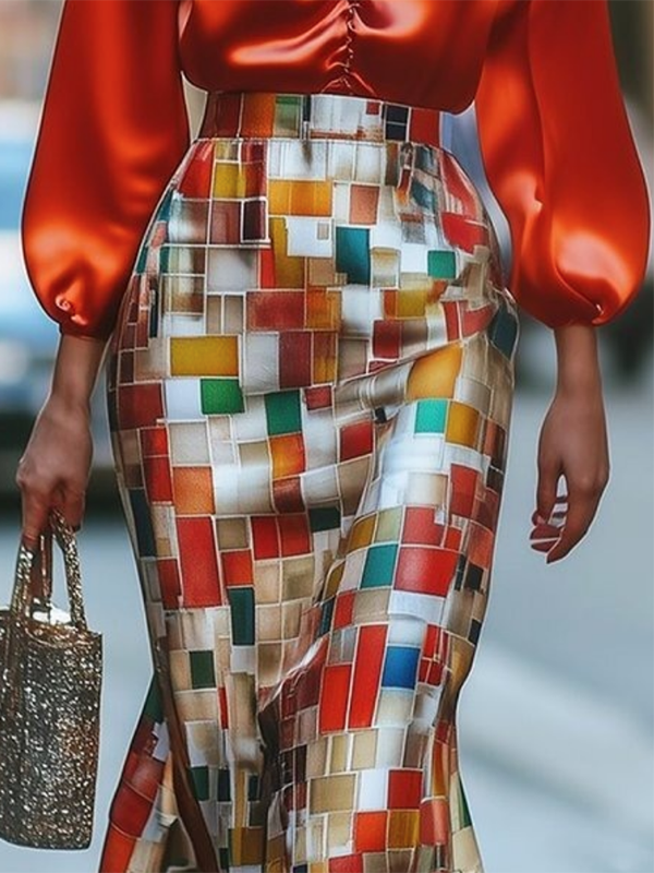 Mermaid Wrap Rainbow Plaid Skirts Bottoms