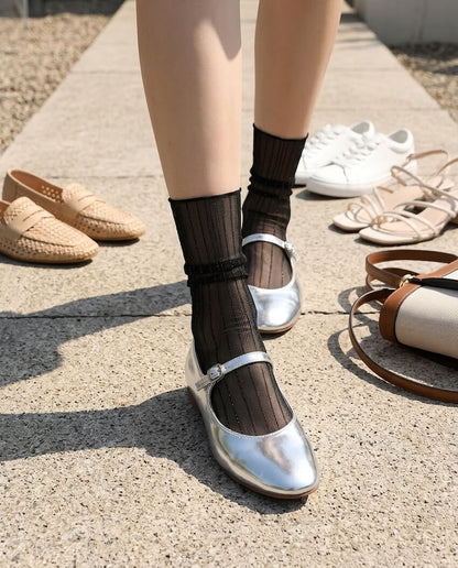 Sparkle Pinstripe Sheer Socks