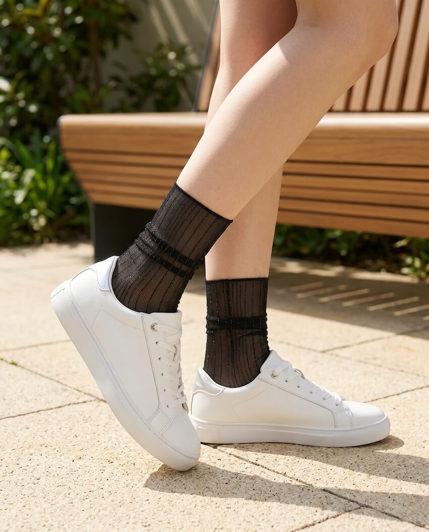Sparkle Pinstripe Sheer Socks