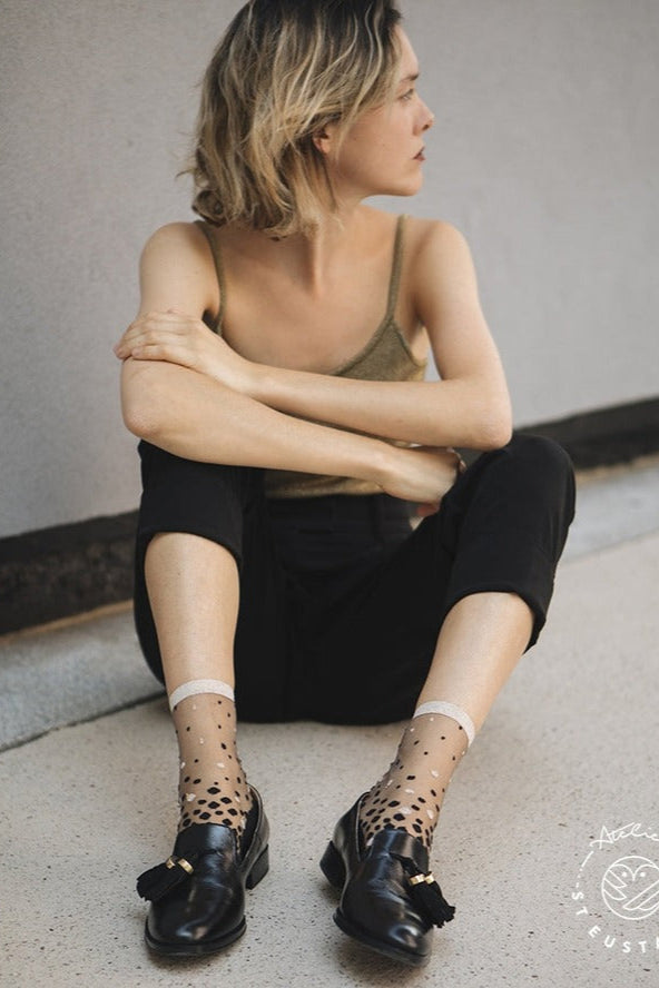 Gold Plumetis Sheer Socks