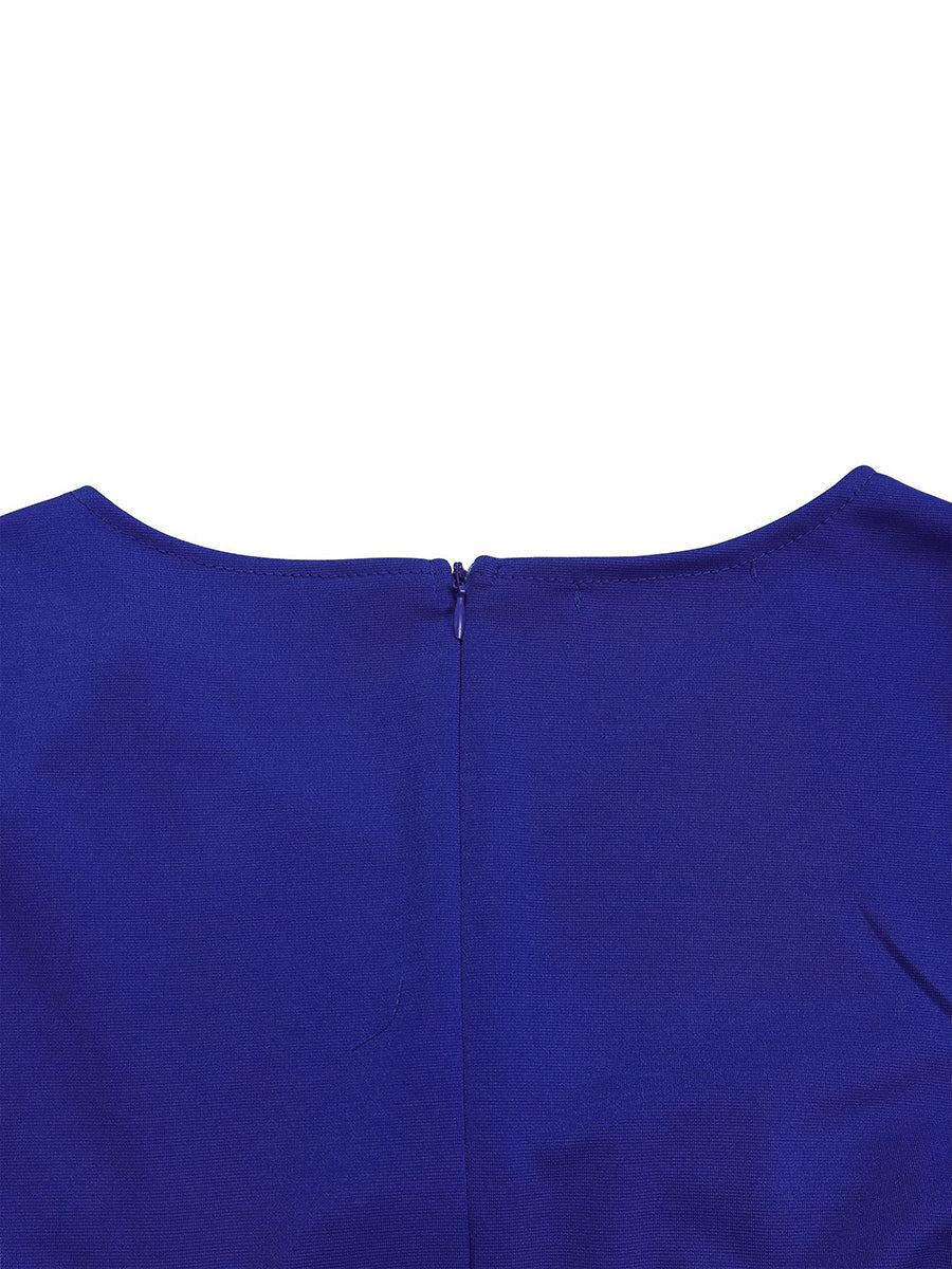 Solid Color Pleated Belted Short Sleeves Plus Size V-neck Midi Dresses