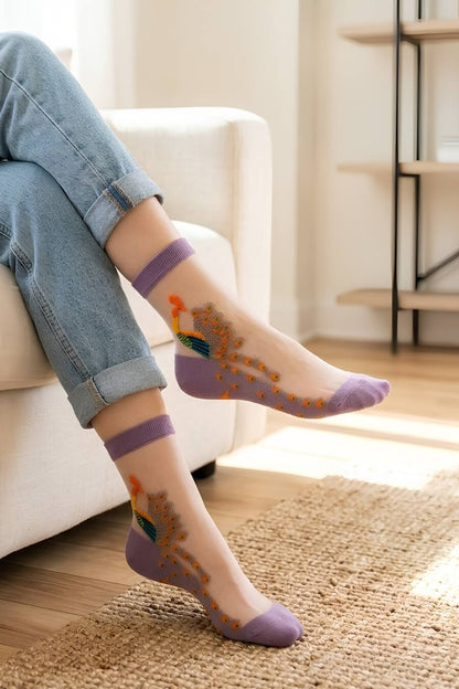 4-Pack Peacock Sheer Mesh Socks