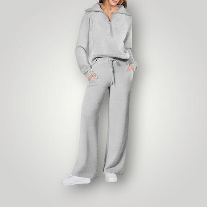 Luna | Women's Loungewear Set Half Zip Sweatshirt Wide Leg Pants