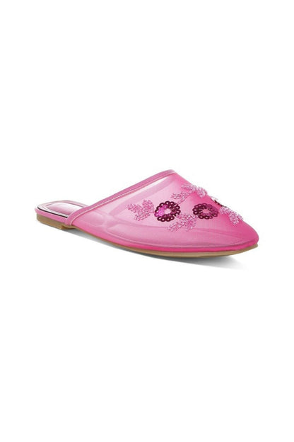 Nahra Mesh Sequin Beaded Mules