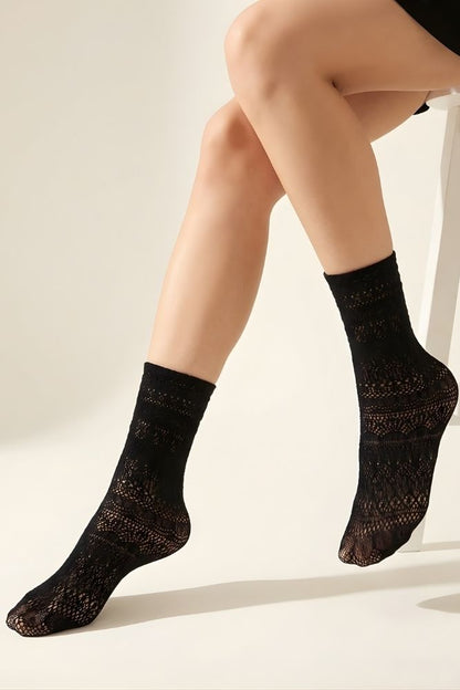 2-Pack Lace Pattern Sheer Sock