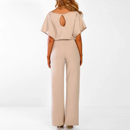 Celeste | Women's Belted Wide Leg Jumpsuit Batwing Sleeve Elegant