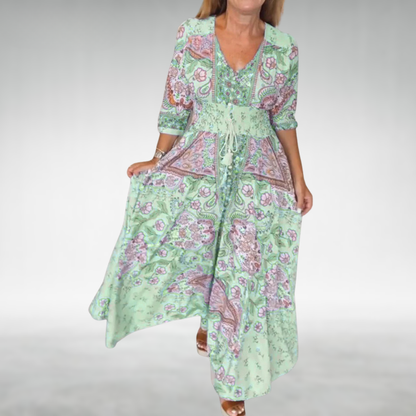 Flora | Women's Boho Flowy Draped Maxi Dress Cocktail