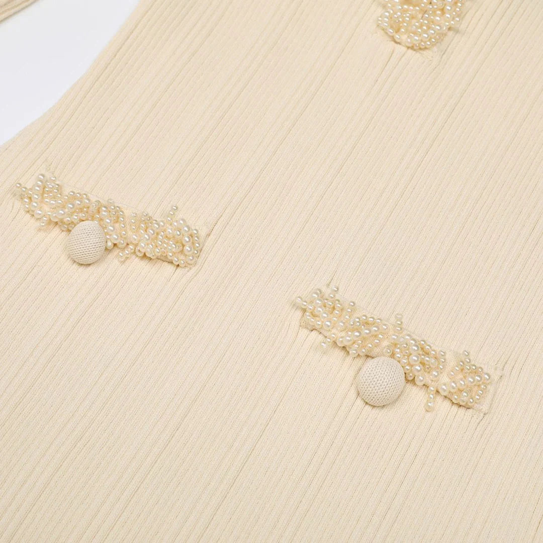 MICAELA Ribbed Knit Midi Dress | Elegant Fitted Dress
