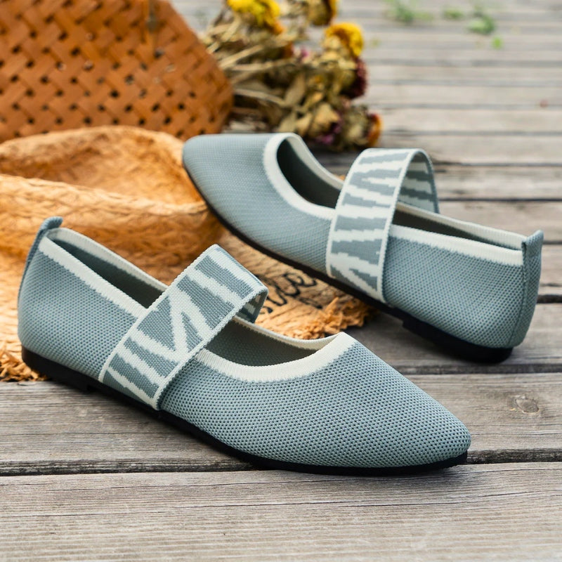 Pippa | Women's Mary Jane Flats Pointed Toe Knit Ballet Shoes