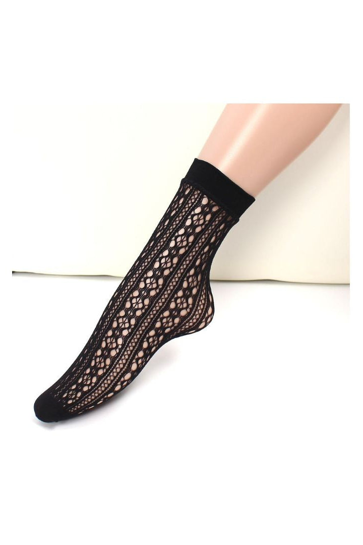 Floral Lace Vertical Fishnet Socks