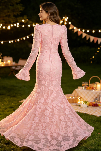 Grace 3D Rose Mermaid Maxi Dress