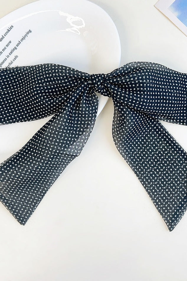 Polka Dot Ribbon Bow French Barrette Clip