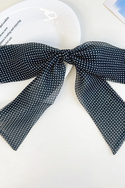 Polka Dot Ribbon Bow French Barrette Clip