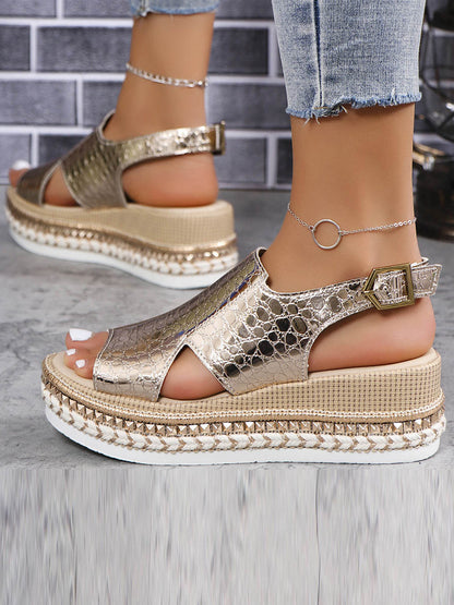Open Toe Snakeskin Sandals