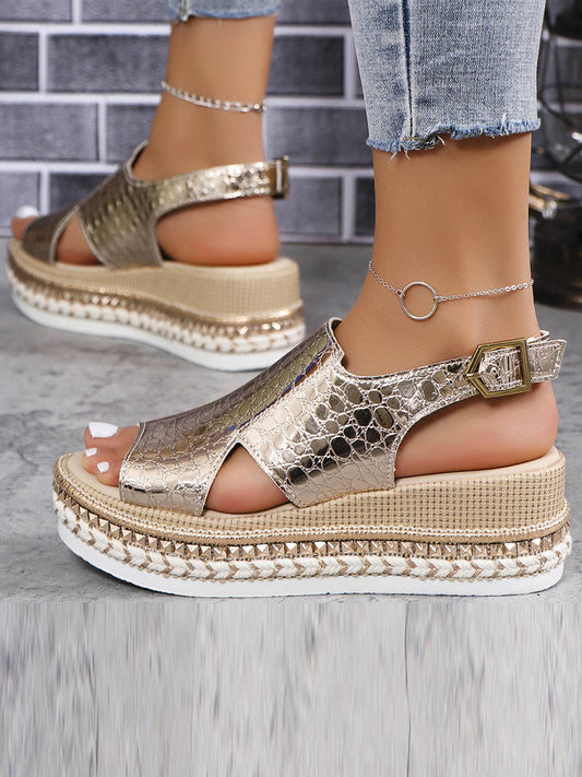 Open Toe Snakeskin Sandals