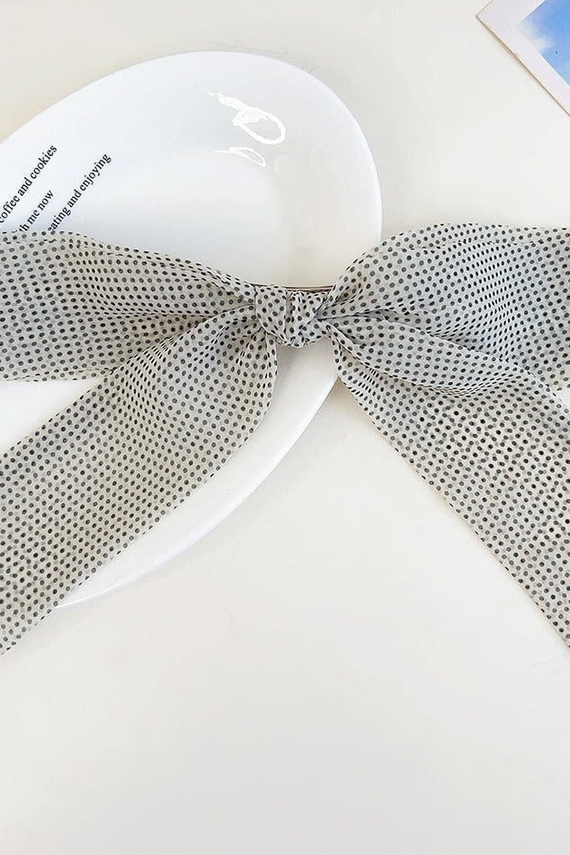 Polka Dot Ribbon Bow French Barrette Clip