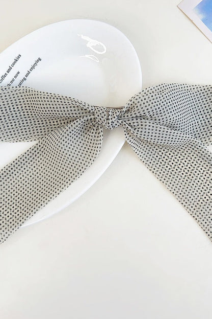Polka Dot Ribbon Bow French Barrette Clip