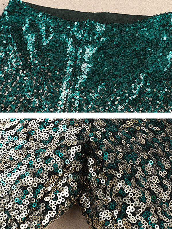 Pantalon évasé à jambe skinny, dégradé de couleurs contrastées, paillettes brillantes 