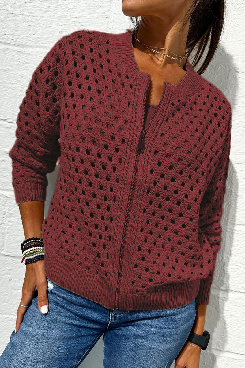 Hollow knitwear zipper jacket