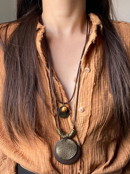 Double Layered Geometric Necklaces Accessories COPPER One_size