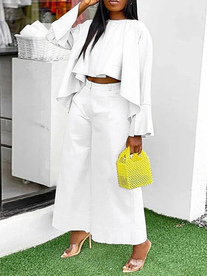 Wide Leg Solid Color Split-Joint Pants Trousers