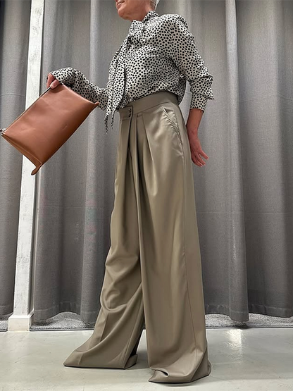 Long Sleeves Loose Polka-Dot Stand Collar Blouses&Shirts Tops