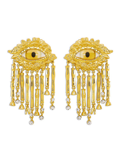 Eye Shape Geometric Tasseled Drop Earrings Earrings Accessories