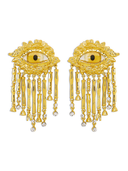 Eye Shape Geometric Tasseled Drop Earrings Earrings Accessories