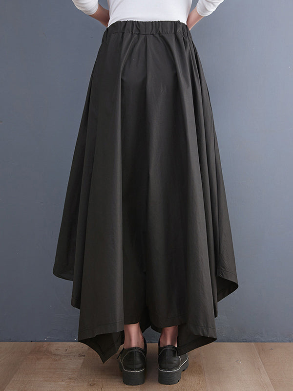 Cropped A-Line Drawstring Solid Color Pants Culotte