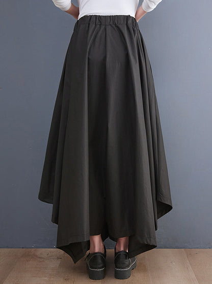 Cropped A-Line Drawstring Solid Color Pants Culotte