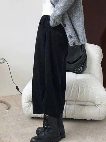 Haremshose Weites Bein Elastizität Einfarbige Hose mit geteiltem Bein 