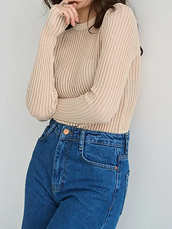 Langärmlige, schmale, durchsichtige T-Shirts mit geteiltem Rundhalsausschnitt 