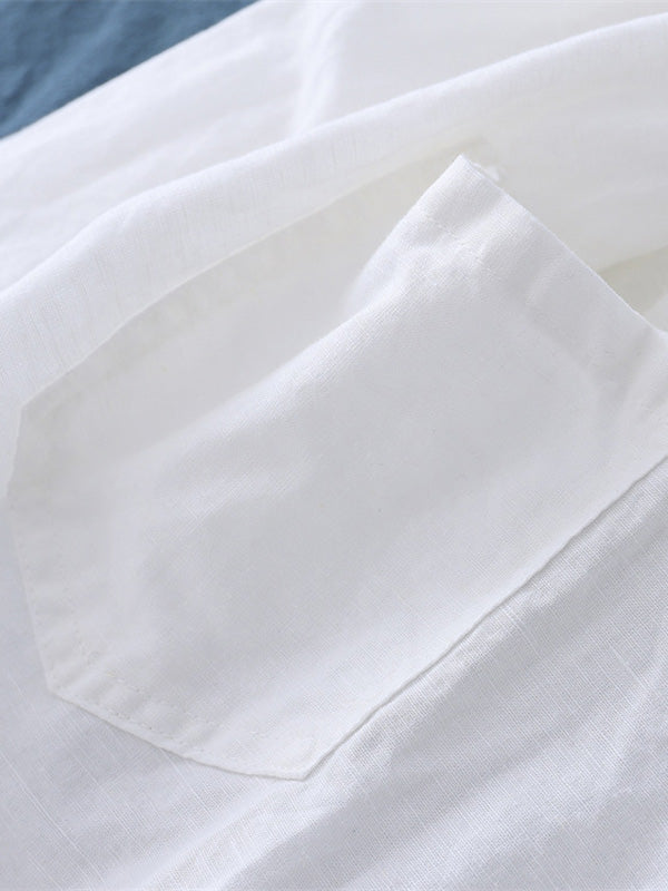 Einfache, lockere, einfarbige Knickerbocker aus Leinen mit weitem Bein und Kordelzug 