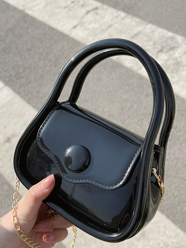 Chains Solid Color Crossbody Bags Satchels